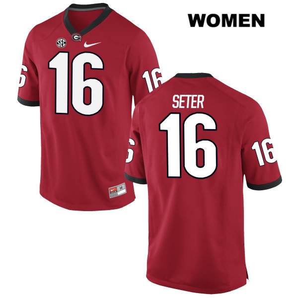 Georgia Bulldogs Women's John Seter #16 NCAA Authentic Red Nike Stitched College Football Jersey WZR7056WC
